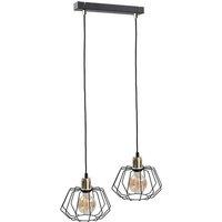 Netlighting Luna Bar Pendant Ceiling Light Gold 55cm 2x E27 in Black