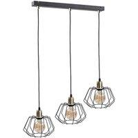 Netlighting Luna Bar Pendant Ceiling Light Gold 65cm 3x E27 in Black
