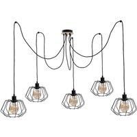 Netlighting Soho Cluster Pendant Ceiling Light Wood 5x E27 in Black