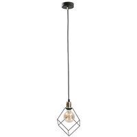 Netlighting Ruben Wire Frame Pendant Ceiling Light Gold 22cm 1x E27 in Black