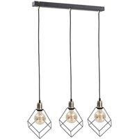 Netlighting Ruben Bar Pendant Ceiling Light Gold 60cm 3x E27 in Black