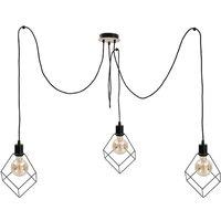 Netlighting Ruben Cluster Pendant Ceiling Light Wood 3x E27 in Black