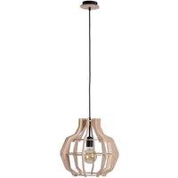 Netlighting Bento Wire Frame Pendant Ceiling Light Black Wood 38.5cm 1x E27 in Natural