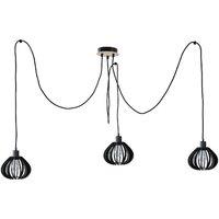 Netlighting Nicoleta Cluster Pendant Ceiling Light Black & Natural 3x E27