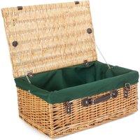 Red Hamper Wicker 55cm Buff Picnic Basket with Cotton Lining in Green