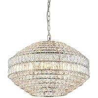 Netlighting Aversa Pendant Ceiling Light Bright Nickel Plate Clear Crystal Glass in Silver