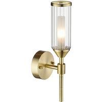 Netlighting Trieste Wall Lamp Satin Brass Plate Clear Frosted Glass in Gold