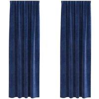 Berkfield Home Blackout Curtains with Top Tape 2 pcs Dark Blue Velvet in Navy