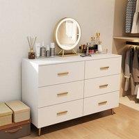 Costway Modern 6 Drawer Dresser Wooden Wide Chest of Drawers in White
