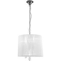 Netlighting Tiffany Pendant 3+3 Light E14+G9 Chrome White Shade & Crystal in Grey