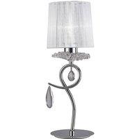 Netlighting Louise Table Lamp E27 White Shade Chrome Crystal in Grey