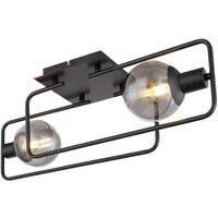 Netlighting Blama Multi Arm Semi Flush Ceiling Lamp Black Smoke Glass Shade 2x E14