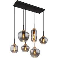 Netlighting Matt Cluster Pendant Matt Black Brown Smoke Glass Shade 6x E27