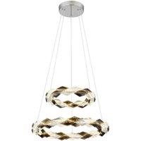 Netlighting Karilion Twin Ring Pendant Ceiling Light Chrome 2x LED 4000K in Grey