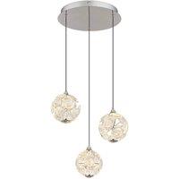 Netlighting Virina Cluster Pendant Ceiling Light Chrome K9 Crystals 3x LED 3000K in Silver