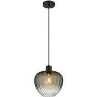 Netlighting Toy 29cm Dome Pendant Matt Black Smoke Glass Shade 1x E27