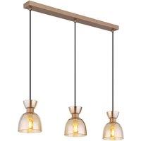 Netlighting Massey Bar Pendant Coffee Colored Matt Amber Glass Shade 3x E14 in Brown