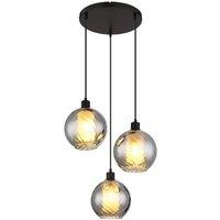 Netlighting Ulf Cluster Pendant Matt Black Ball Smoke Glass Shade 3x E27