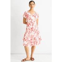 Gini London Women's Red Floral Print Cotton V Neck Dress | Size: Medium