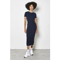 Apricot Women's Cable Knit Contrast Trim Midi Dress in Navy | Size: 10