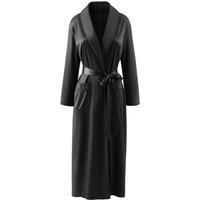 MODISHION Women's Shawl Collar Long Dressing Gown with Pockets in Black | Size: Small