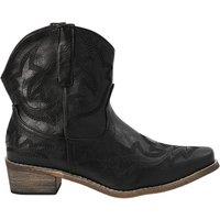 MODISHION Women's Classic Embroidered Pointed Toe Cowboy Ankle Boots in Black | Size: 4.5