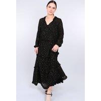 Sarta Women's Constellation Star Print Tiered Black Maxi Dress | Size: Small