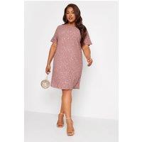 Yours Women's Embellished Shift Dress in Dusty Pink | Size: 24