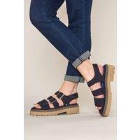 Moshulu Women's 'Diantha' Chunky Adjustable City Sandals in Indigo | Size: 6.5