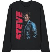 Stranger Things Steve Neo Homage Long Sleeve T-Shirt, Black | Size: Large