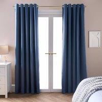 OHS Pair of Thermal Ready Made Eyelet Blackout Curtains in Indigo | Size: 117 cm width x 137 cm drop