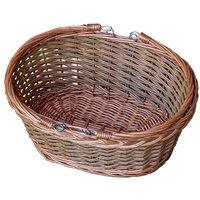 Red Hamper Wicker Oval Swing Handle Shopping Basket in Brown