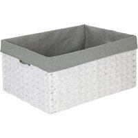 Red Hamper White Paper Rope Rectangular Storage Basket with Grey Cotton Lining | Size: Small