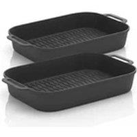 Havendro 2 Pcs Foldable Microwave Air Fryer Tray Oven in Black