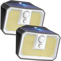 VOGREX 2 Pack Solar Power Motion Sensor Wall Lights in Black