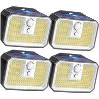 VOGREX 4 Pack Solar Power Motion Sensor Wall Lights in Black