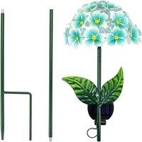 VOGREX Solar Powered 26 Led Metal Hydrangea Flower Garden Stake in Blue