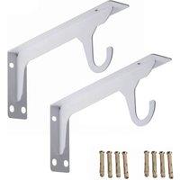 Havendro 2PCS White Iron Shelf Brackets 30CM Floating Support with 2 Hook