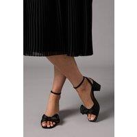 Coast Women's Tina Satin Soft Ruffle High Block Heel Sandals in Black | Size: 3