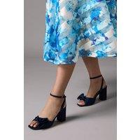Coast Women's Tina Satin Soft Ruffle High Block Heel Sandals in Navy | Size: 8