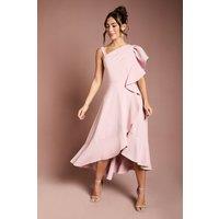 Coast Women's One Shoulder Crepe Ruffle Midi Dress in Blush | Size: 18