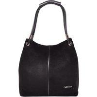 House of Leather Women's Womens Real Suede Leather Shoulder Bag Large Size Handbag Audrey Black | Size: Medium