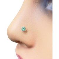 Raina Jewels Women's 18ct Gold Natural Round Emerald 4-Claw Nose Stud Pin 0.10ct 2.9mm