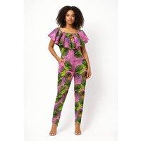 JTAPHRIQUE Women's Pink African Print Off-Shoulder Jumpsuit for Women | Size: 10