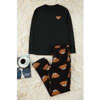 WOVCOR Men's 2 Piece Regular Fit Teddy Bear Print Knit Pajama Set | Size: Small