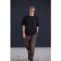 WOVCOR Men's Oversized Plain Short Sleeve T-Shirt in Black | Size: XS