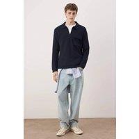 WOVCOR Men's Men's Half Zip Collared Sweatshirt with Chest Pocket in Navy | Size: Small