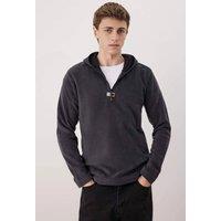 WOVCOR Men's Men's Hooded Half Zip Sweatshirt in Dark Grey | Size: Large