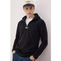WOVCOR Men's Men's Hooded Half Zip Sweatshirt in Black | Size: Small