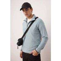 WOVCOR Men's Men's Half Zip Fleece Sweatshirt in Light Blue | Size: Small